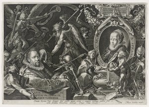Bartholomaeus Spranger a jeho žena, Christina Muller, 1600 (rytina na položený papír) od Aegidius Sadeler or Saedeler