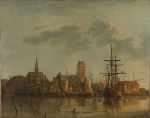 Pohled na Dordrecht při západu slunce od Aelbert (after) Cuyp