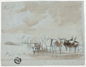 Dobytek ve vodě od Aelbert Cuyp