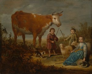 Děti a kráva, 1635-39. od Aelbert Cuyp