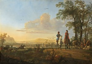 Jezdci a pastevci s dobytkem od Aelbert Cuyp