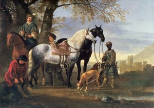 Huntsmen Halted, kolem roku 1650 od Aelbert Cuyp