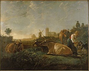 Dojnice a dobytek u Dordrechtu ... (malba na plátně) od Aelbert Cuyp