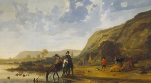 Říční krajina s jezdci, 1655 od Aelbert Cuyp