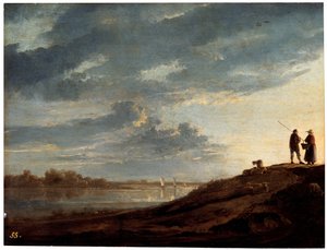 Západ slunce nad řekou, 1650s. od Aelbert Cuyp