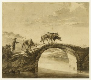 Tři krávy na mostě (Lugt 16) od Aelbert Cuyp