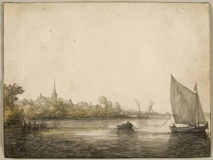 Pohled na IJsselmonde viděný přes New Maas, c.1640 od Aelbert Cuyp
