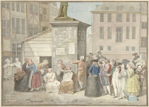 Náměstí s mnichy a jeptiškami během revoluce v Belgii, 20. října 1787 od Aert Schouman (signed by artist)