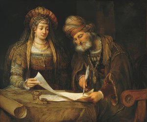 Ester a Mordechai. 1675 od Aernt de Gelder