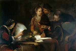 Manželská smlouva, asi 1670 (olej na plátně) od Aert de Gelder