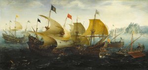 Bitva u Cádizu z roku 1587 od Aert van Antum