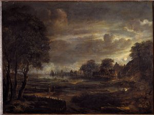Krajina v měsíčním světle (Malba od Aert van der Neer