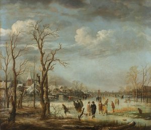 Pohled na řeku v zimě, 1630-60 od Aert van der Neer