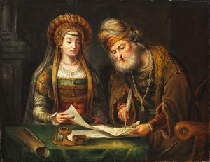 Esther a Mordecai od After Arent de Gelder
