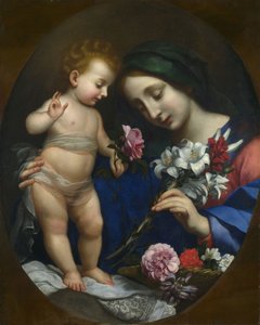 Panna s dítětem s květinami od after Carlo Dolci