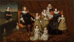 Portrét sira Thomase Lucy a jeho rodiny od After Cornelius Johnson