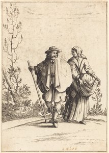 Žebrák pár, s krajinou v pozadí od After Jacques Callot