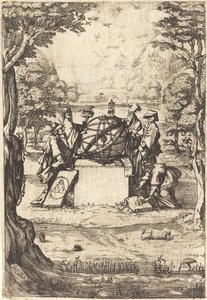 Frontispis pro posvátnou kosmologii (titul s astrology) od After Jacques Callot