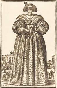 Maskovaná vznešená žena od After Jacques Callot