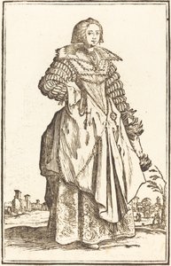 Ušlechtilá žena s velkým límcem od After Jacques Callot