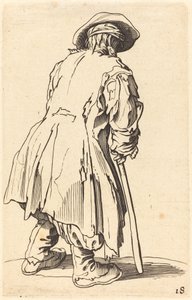 Starý žebrák s jednou berlou od After Jacques Callot