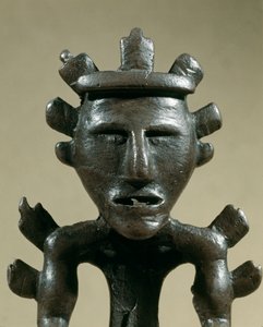 Prehistorie: bronzová figurka válečníka Tresora Galic (Kostroma, Rusko). 1500 před naším letopočtem. Doba bronzová. Moskva, Státní historické muzeum