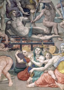 Umučení sv. Vavřince, detail sv. Vavřince na mřížové fresce od Agnolo Bronzino