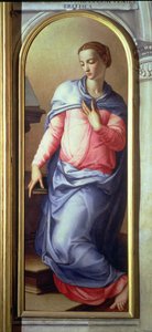 Panna Maria, pravý panel Zvěstování, 1555 (viz také 82440) od Agnolo Bronzino