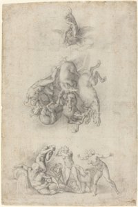 Pád Phaethonu od Agnolo Bronzino or Giulio Clovio after Michelangelo