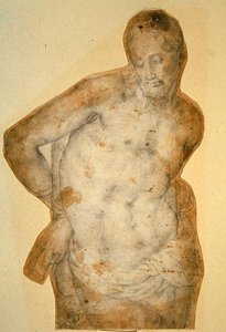 Kristus u sloupu (křída na papíře) od Agnolo Bronzino