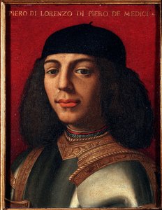 Portrét Petra II. Medicejského (1472-1503) italský politik a voják, syn Laurenta Nádherného Obraz od Agnola Alloriho zvaný Bronzino (1503-1572), olej na mědi Rozměr 15x1 cm M Palazzo od Agnolo Bronzino