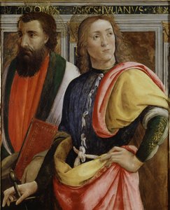Svatý Bartoloměj a Julián Špitálník (tempera, olej a zlato na desce) od Agnolo di Domenico