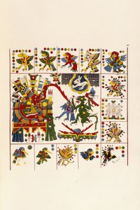 Stránka z knihy „Starověky Mexika: obsahující faksimilie starověkých mexických maleb a hieroglyfů“, c. 1830-1848