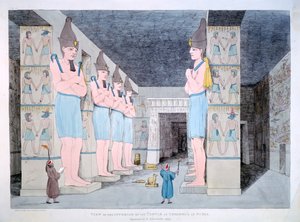 Interiér chrámu v Ybsombul v Núbii, 1820