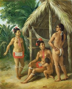 Rodina Karibských ostrovů Leeward Islands mimo chatu, kolem roku 1780