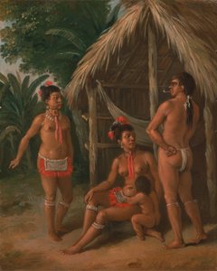 Rodina Carib z Leeward Islands mimo chatu, ca. 1780. od Agostino Brunias