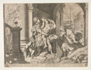 Aeneas a jeho rodina prchající z Tróje od Agostino Carracci