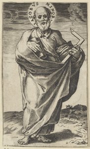 Apoštol Jakub Menší s knihou a čtvercem Kristus, Maria, Jan Křtitel a apoštolové (název série) od Agostino Carracci
