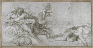 Cephalus unesl Aurora v jejím Chariot Cartoon pro fresku v galerii Palazzo Farnese, Řím, c. 1599 od Agostino Carracci