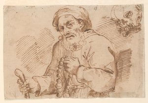 Polodélka skica staršího poutníka od Agostino Carracci