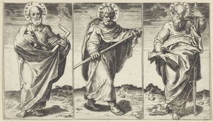 Jakuba Menšího, Jakuba Většího a Matyáše Kristus, Maria, Jan Křtitel a apoštolové (název série) od Agostino Carracci