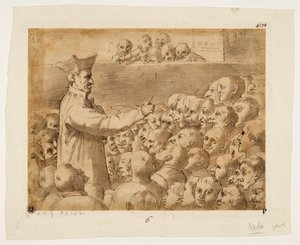 Karikatura kázání od Agostino Carracci