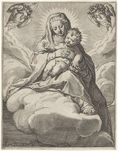 Marie s dítětem v oblacích od Agostino Carracci