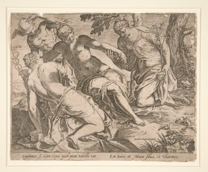 Merkur a Tři Grácie od Agostino Carracci