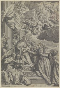 Mystická svatba svaté Kateřiny od Agostino Carracci