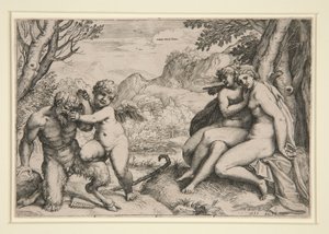 Pan Subdud by Cupid od Agostino Carracci