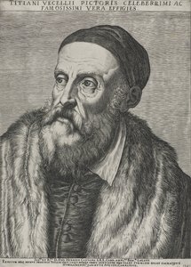 Portrét Tiziana, 1587 (rytina na položený papír s vodoznakem) od Agostino Carracci