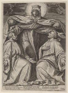 Madonna chránící dva členy bratrstva od Agostino Carracci after Veronese