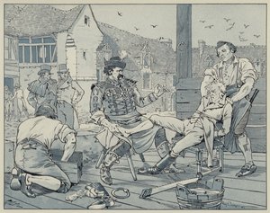 Ilustrace k filmu La Dame de Gai-Fredon, jehož autorem je Quatrelles od Agostino Comerio