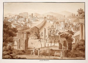 Forum Romanum, 1833 (lept s hnědou lazurou) od Agostino Tofanelli